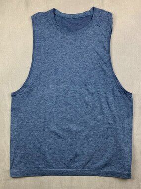 Lululemon Mens Shirt Large Blue Tank Top Sleeveless Metal Vent Tech Ventilated